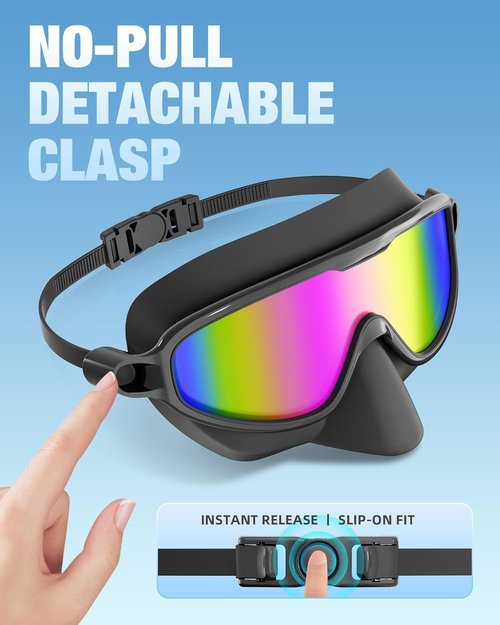 Aegend Swim Goggles - Anti-Fog, UV Protection, No-Leak Design | 2 Pack with Nose Cover for Adults