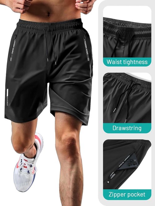 Hidkat Men's Athletic Shorts - Lightweight Quick-Dry Gym & Running Shorts with Zipper Pockets