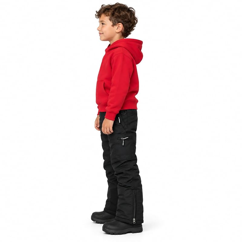 Kids' Insulated Snow Pants - Black (14-16) Arctic Quest Snow Bibs