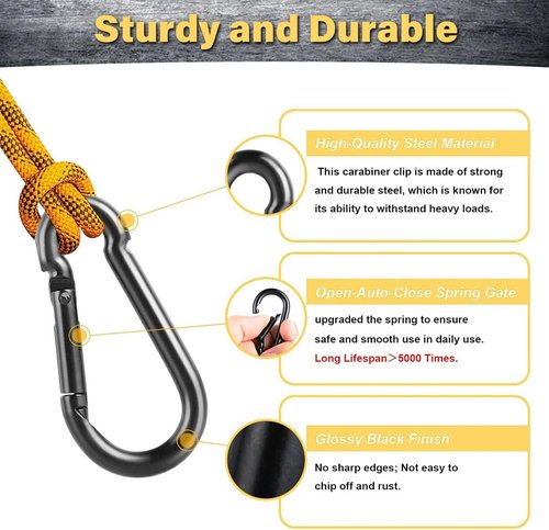 M10 Large Carabiner Clip - Heavy Duty Spring Snap Hooks for Hammocks & Camping | 2PCS Set