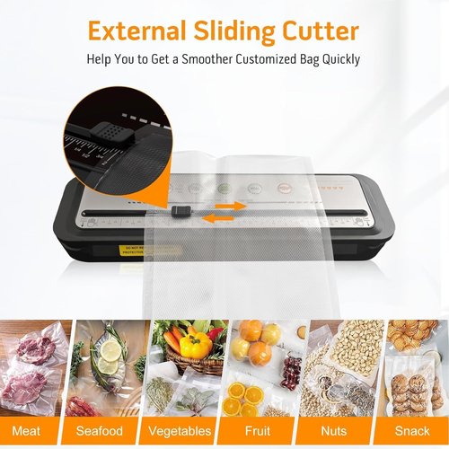 MEGAWISE 2025 Vacuum Sealer Machine - One-Touch Automatic Sealing in 10-20 Seconds | Compact Design with 10 Bags (Grey)
