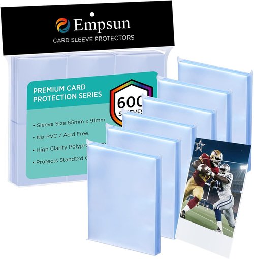 Empsun 600 Count Clear Penny Sleeves - Soft Protectors for Standard Trading Cards, Sports Cards & TCGs