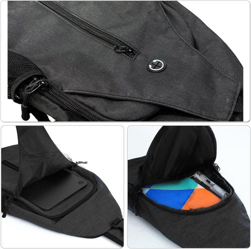 Monoki Sling Bag | Versatile Crossbody Backpack for Hiking - Adjustable Strap, Water Bottle Pocket, Black