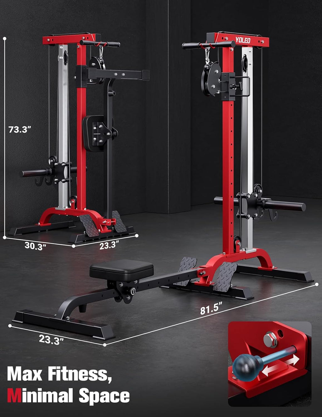 YOLEO Power Cage - Smooth Dual Pulley System with 1700LBS Capacity | Adjustable Cable Crossover for Home Gym