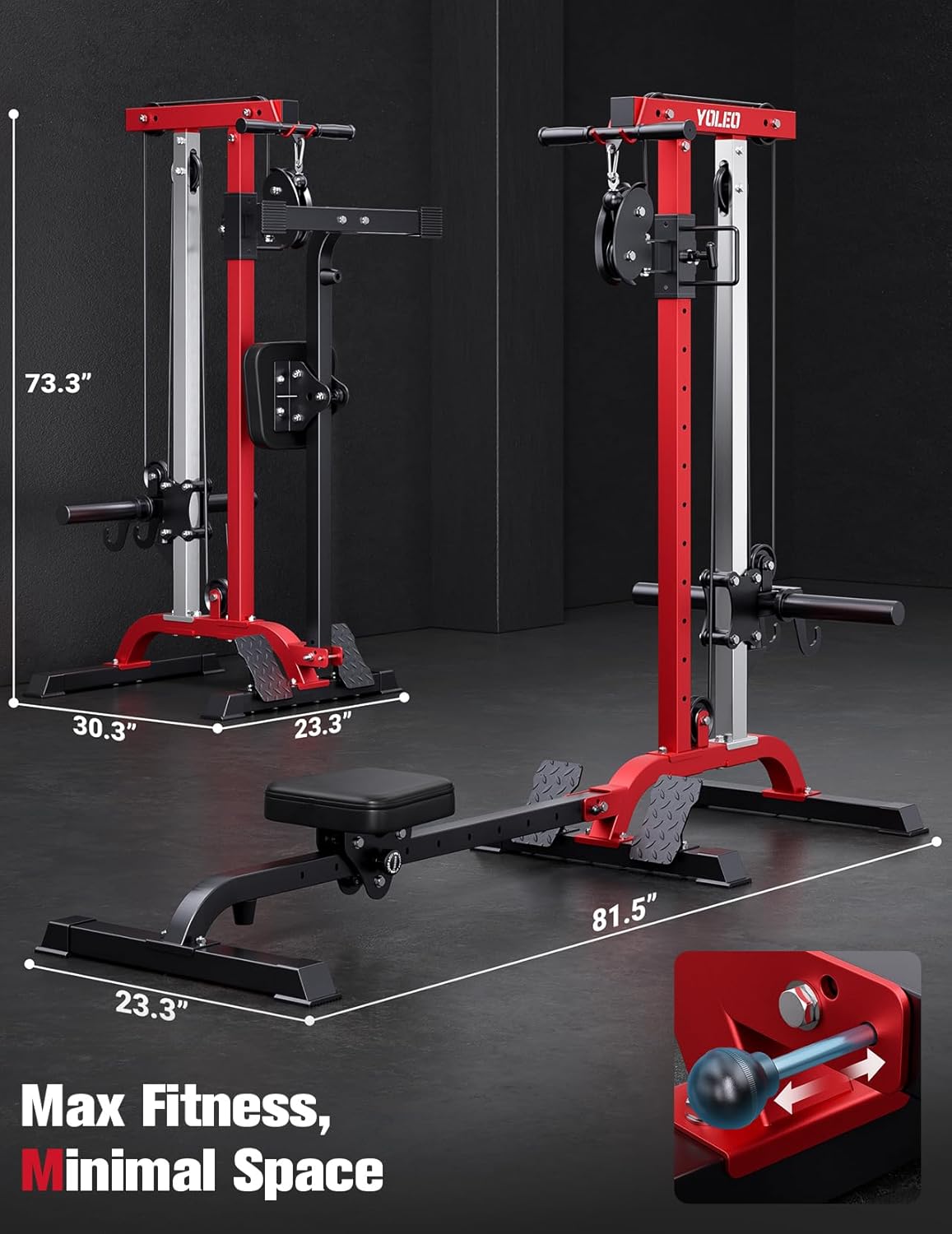YOLEO Power Cage - Smooth Dual Pulley System with 1700LBS Capacity | Adjustable Cable Crossover for Home Gym