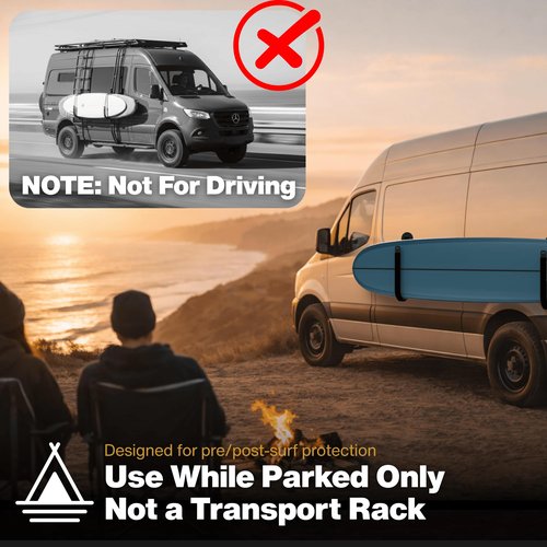 Magnetic Surfboard Stand | DohoDock – Parking Lot & Beach Use – Not for Driving – Protective Board Rest for Longboards & SUPs – Portable Stand for Sprinter, Transit & Steel Vehicles – Padded, No Tools