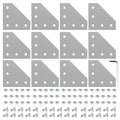 12 Set 2020 Corner Bracket Joint Plate L Shape 5 Hole Aluminum Extrusion Connector with 60Pcs T-Nuts, 60Pcs Screws and 1Pcs Wrench for 20 x 20mm Series Aluminum Extrusion Profile, Silver