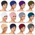 12 Pieces Solid Women Chemo Hat Stretchy Turban Beanie,Pre Tied Chemo Head Scarf Beanie Skull Cover Cap for Women Hair Loss (US, Alpha, One Size, Large, Multi-12Pcs-Modal-A)