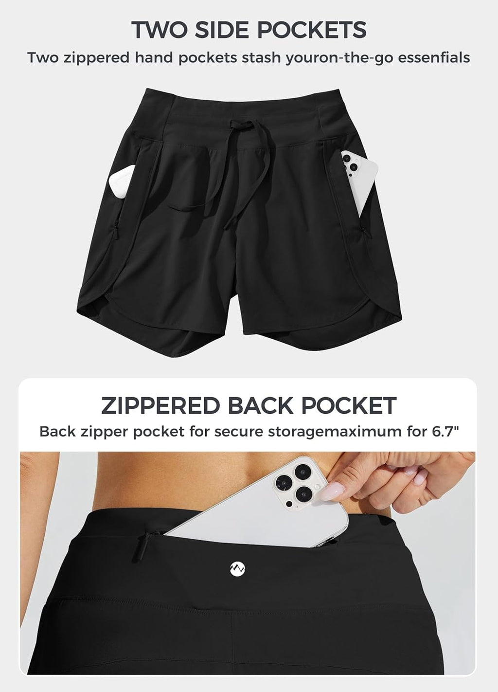 Willit Women's Running Shorts - Quick Dry High Waisted Athletic Gym Shorts with Zipper Pocket | 5" Length