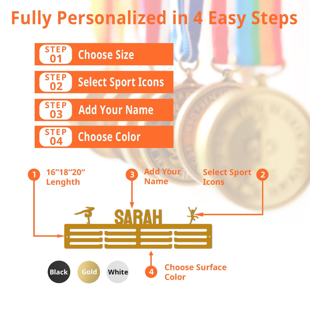 Tegik Personalized Medal Hanger Display, Custom Medal Holder for Awards and Trophies, Easy to Install with Mount Kit