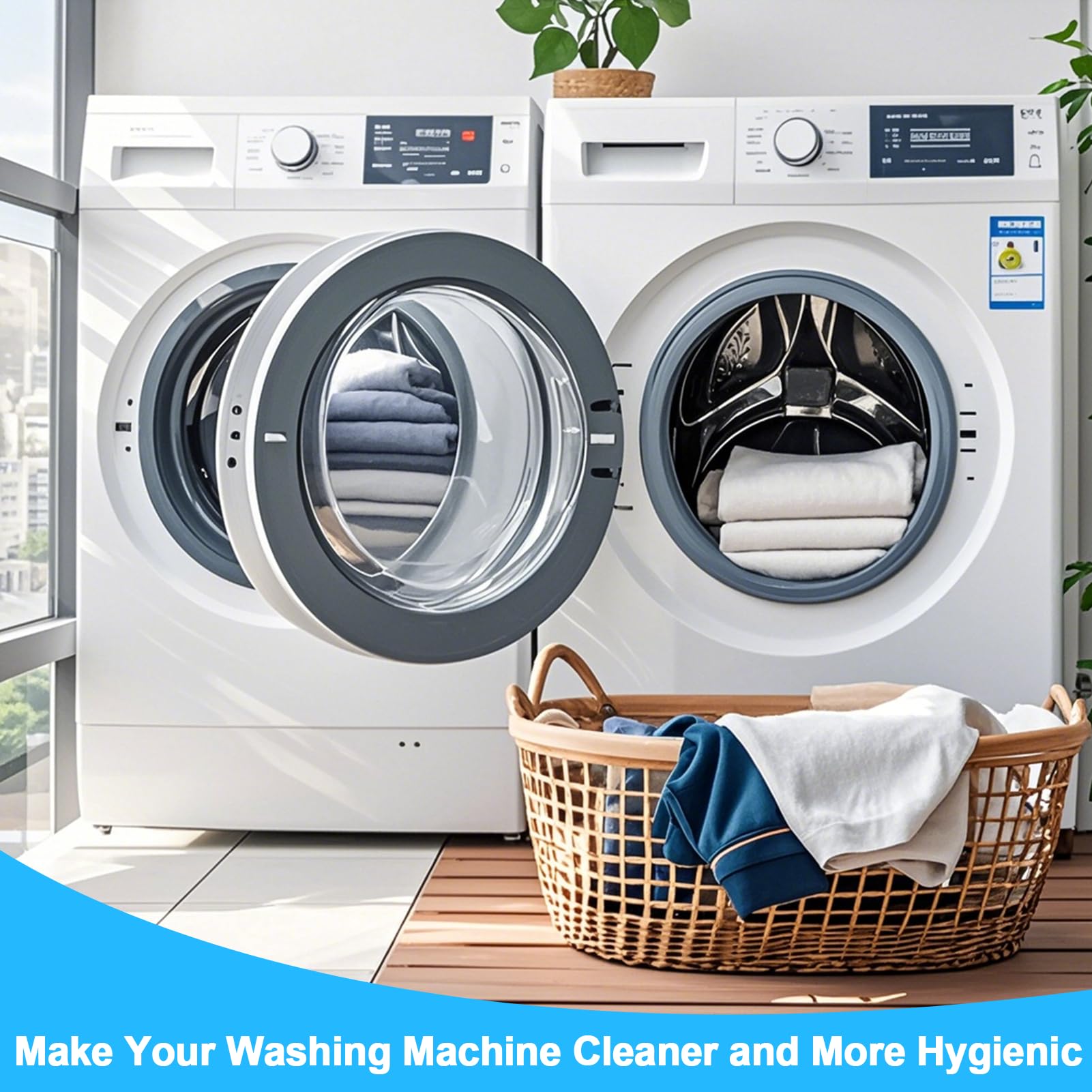 XANGNIER Washing Machine Cleaning Brush Kits,Front Load Washer Scrub Cleaner Tools Accessories-1 Pcs Drum Laundry Cleaner Brush and 5 Pcs Crevice Cleaning Brush for Tight Spaces and Washer Rubber Seal