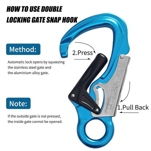 TFTICFH CE 35kN Aluminum Snap Hook, Heavy Duty Captive Eye Forged Hook, Double-Action Speedline Snaphook for Climbing,Rigging, Rappelling, Arborist, Sling,Flipline, Lanyard, Blue