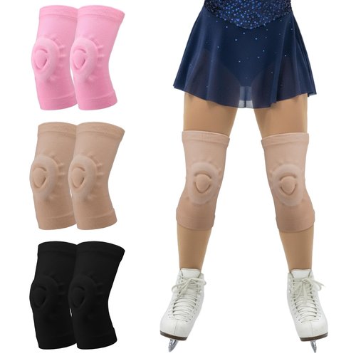 Soulchen 3 Pairs Figure Ice Skating Knee Pads for Women Cushion and Support Silicone Knee Cap for Ice Skating (Medium)