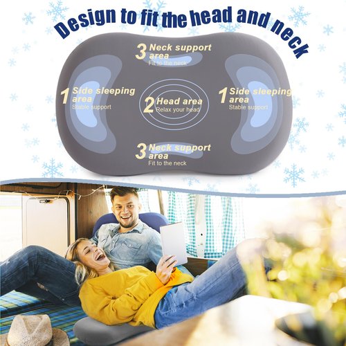 Suhedy Memory Foam Travel Pillow Camping Pillow Medium Firm Bed Pillows for Sleeping Cooling Small Pillow for Camp,Plane,Backpacking,Trip,Cool & Breathable Cover (1, Grey)