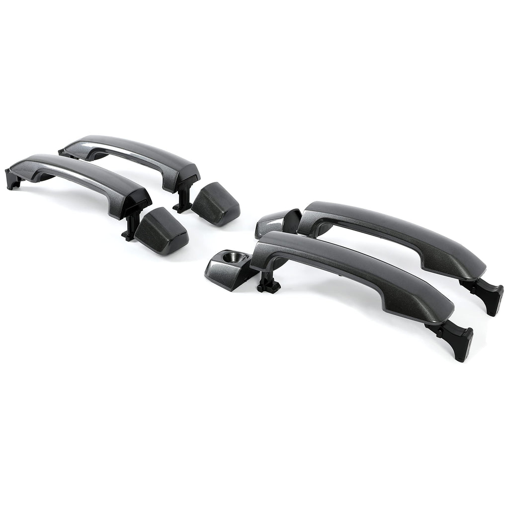 ECOTRIC Exterior Door Handles Kit Assembly Compatible with 2011-2022 Toyota Tundra Crewmax/Sequoia W/O Passenger Keyhole Dark Gray Replacement for 81295 692100C010 692170C030 692170C010