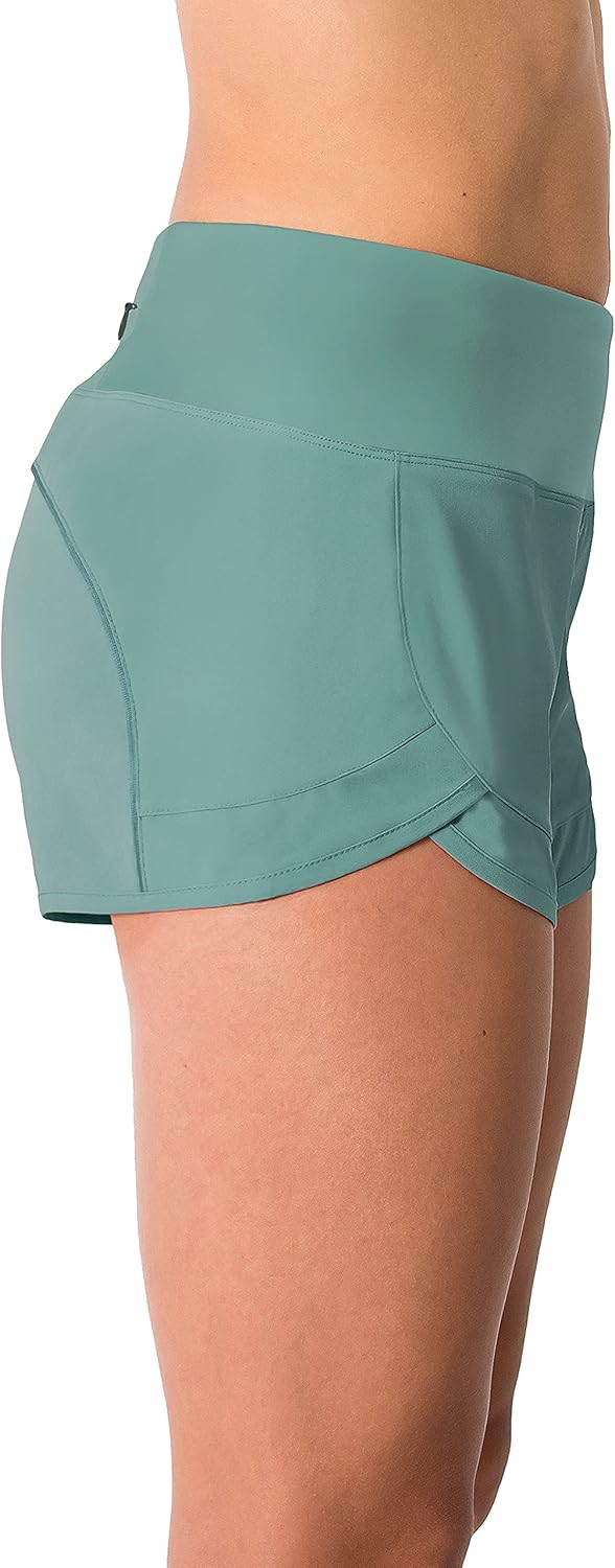 Tough Mode Women's Lightweight 3" Running Shorts - Breathable Mesh Liner & Zip Pocket