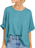 Skiennix Summer Top | Women's Casual Oversized Crewneck Blouse | Soft 3/4 Sleeve Gym Tee