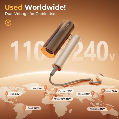 GOMYTH Dual Voltage Hair Dryer | 5-in-1 Air Styler with High-Speed Blow Dryer & Travel Bag - Compact & Safe
