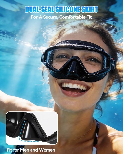 Aegend Diving Mask for Adult & Teen - Panoramic Anti-Fog Comfort Fit Goggles with Mesh Bag for Snorkeling, Scuba Diving, Freediving & Swimming