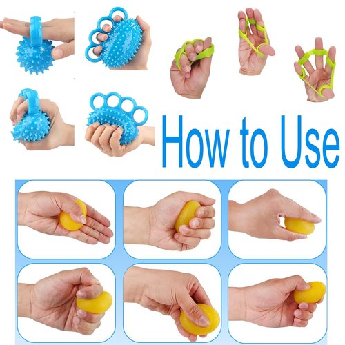 Qihengzhijia Hand Exercise Squeeze Balls, Grip Strength Trainer, Finger Recovery Kit, Improve Fingers Flexibility, Stress Relief & Physical Therapy, Multiple Resistance Levels, 3 Types, Set of 5