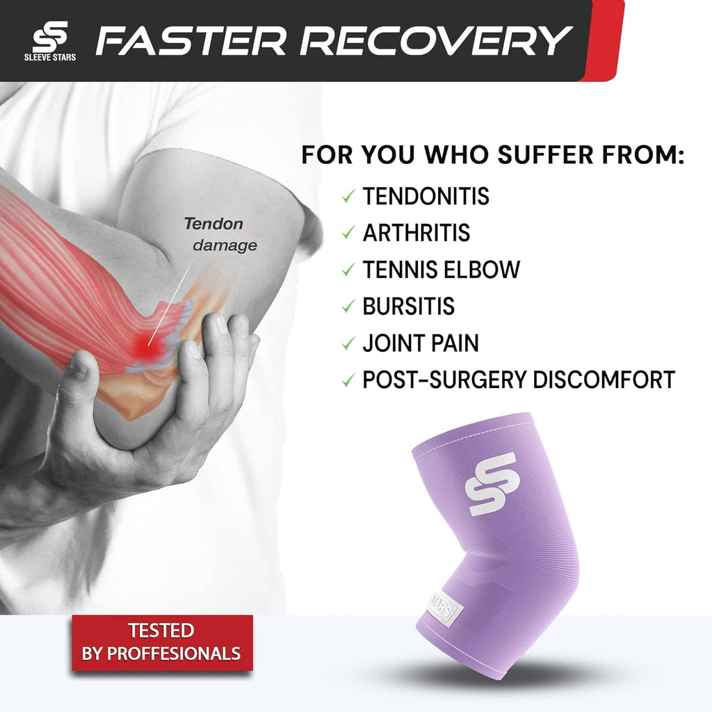 Sleeve Stars Elbow Compression Sleeve - Pain Relief & Protection for Sports | Supportive Brace for Tendonitis