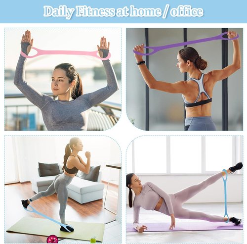 Figure 8 Resistance Bands by [Brand Name] - 6 Pack TPE Elastic Fitness Ropes for Strength Training & Stretching