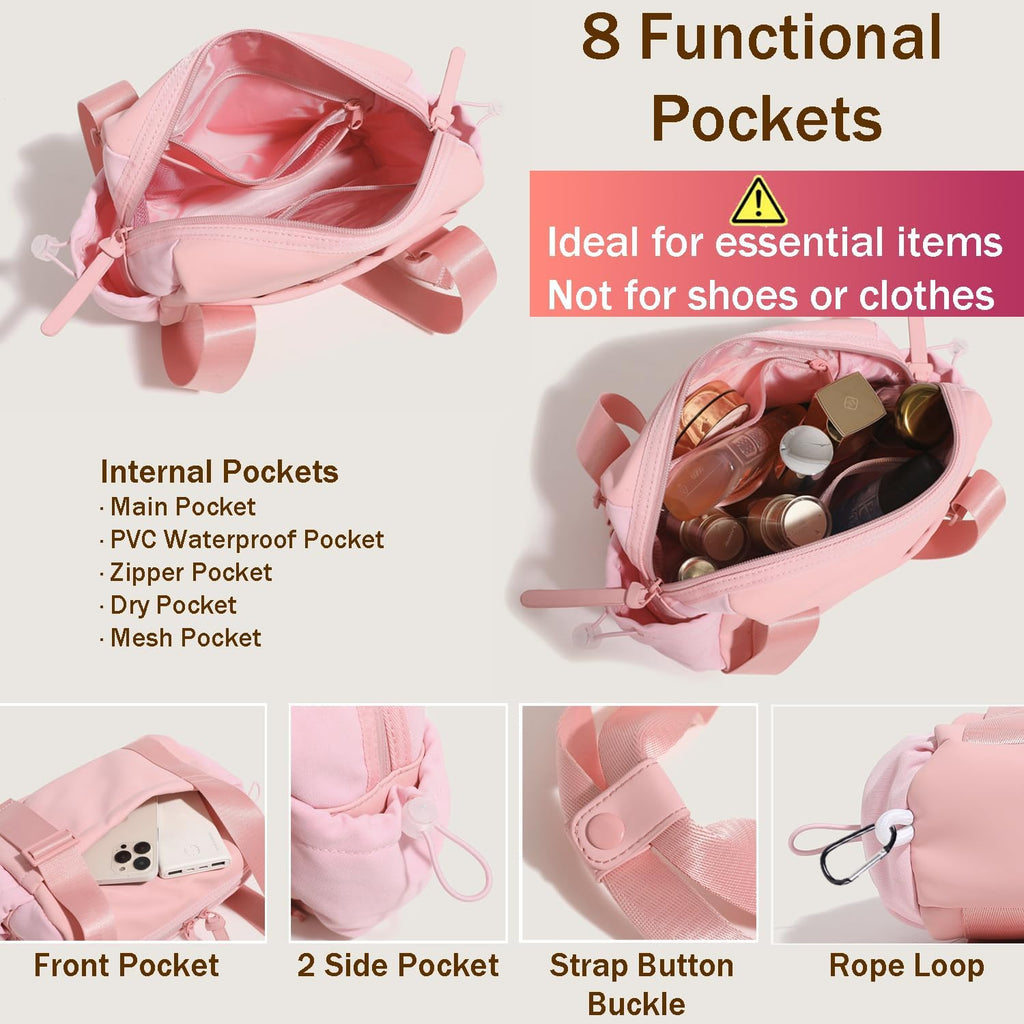 Skiennix Mini Gym Bag - Stylish Small Tote with Wet Compartment & Toiletry Bag for Yoga, Pilates, Swimming