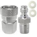 HMKUGO 1/8 NPT Female Connector and 8mm Male Plug Fill Nipple Quick-Disconnect Set, Stainless Steel Remote Line Male & Female Set for PCP Foster Paintball Airsoft Air Gun Tool