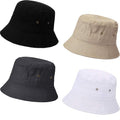 SATINIOR 4-Piece Bucket Hat Set – Cotton Summer Hats in Black White Khaki Dark Grey (Large)