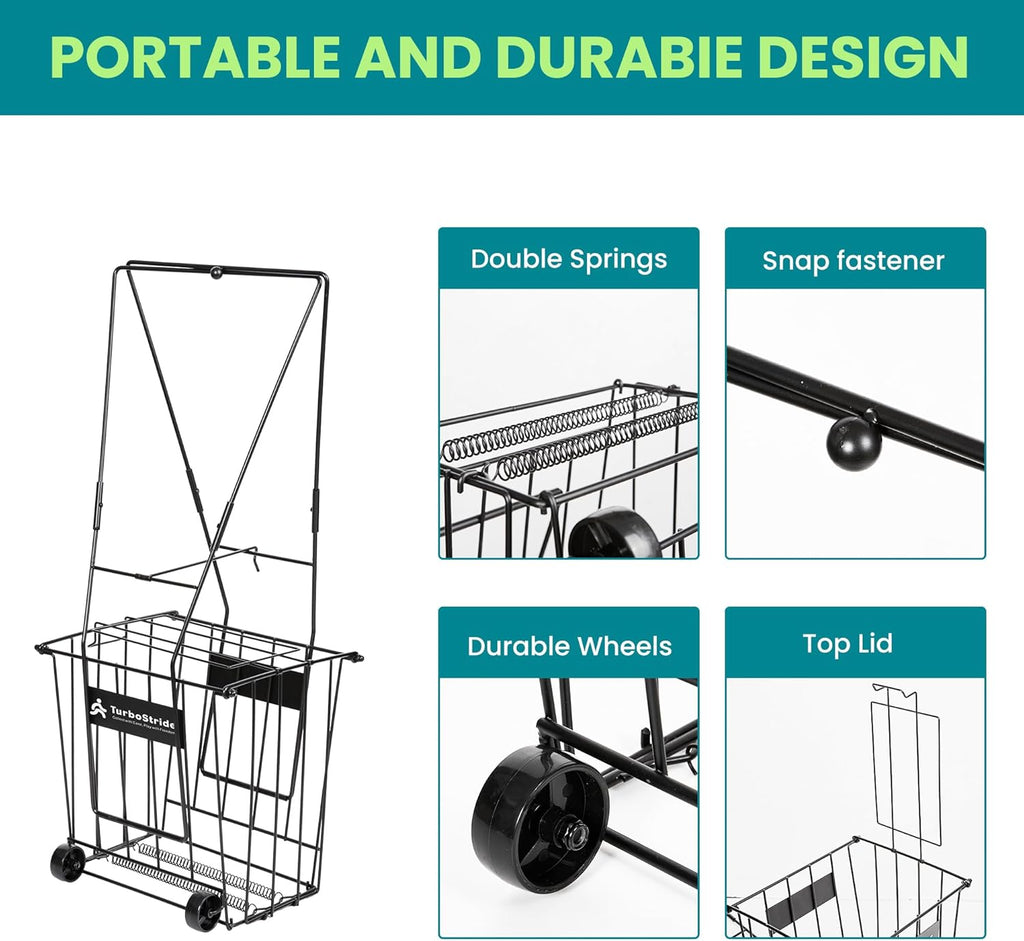 Skiennix Tennis Ball Hopper - Portable Pickleball Ball Basket for Easy Pickup & Storage | Large Size
