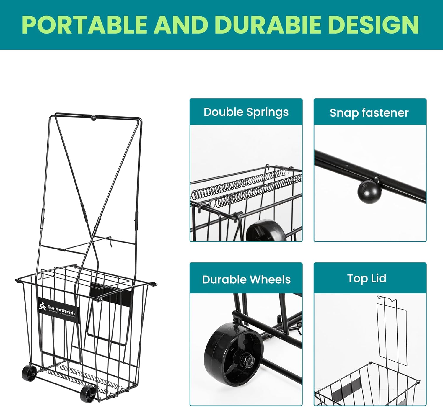 Skiennix Tennis Ball Hopper - Portable Pickleball Ball Basket for Easy Pickup & Storage | Large Size