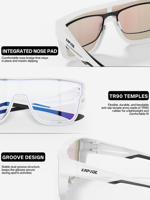 KAPVOE Photochromic Fit Over Glasses Sunglasses for Men Women Oversized Square Sunglasses UV400 Protection TR90 Frame Sports Goggles Cycling Golf Leisure