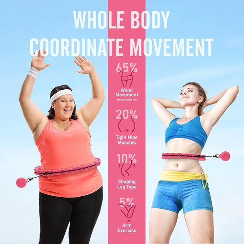 JKSHMYT Weighted Hula Hoop - 47 Inch Infinity Fitness Circle for Weight Loss | 24 Detachable Links, Ideal for Adults and Beginners