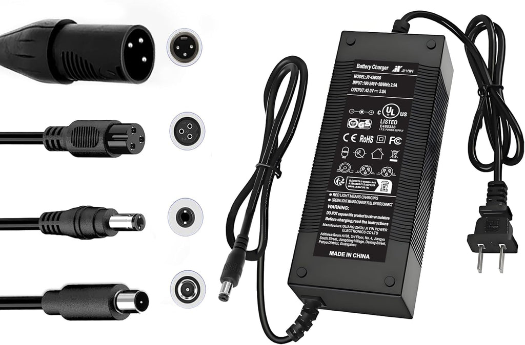 UL Listed 42V 2A Electric Scooter Charger - Versatile 5 Plug Hoverboard Compatibility
