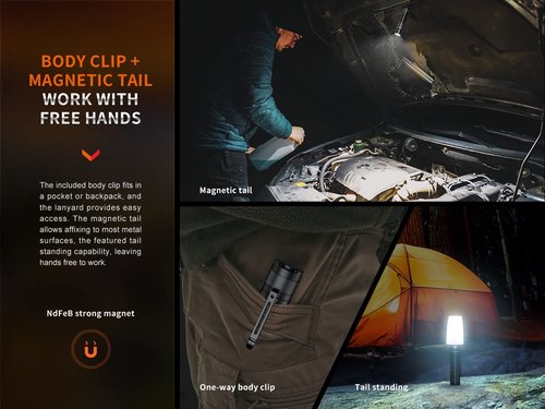 Fenix E35R EDC Flashlight, 3100 Lumens USB-C Rechargeable High Lumen Performance Flashlight with LumenTac Organizer (Black)