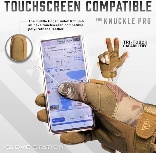 Glove Station Touchscreen Utility Gloves for Men - Hard Knuckle Protection | Multicam XX-Large