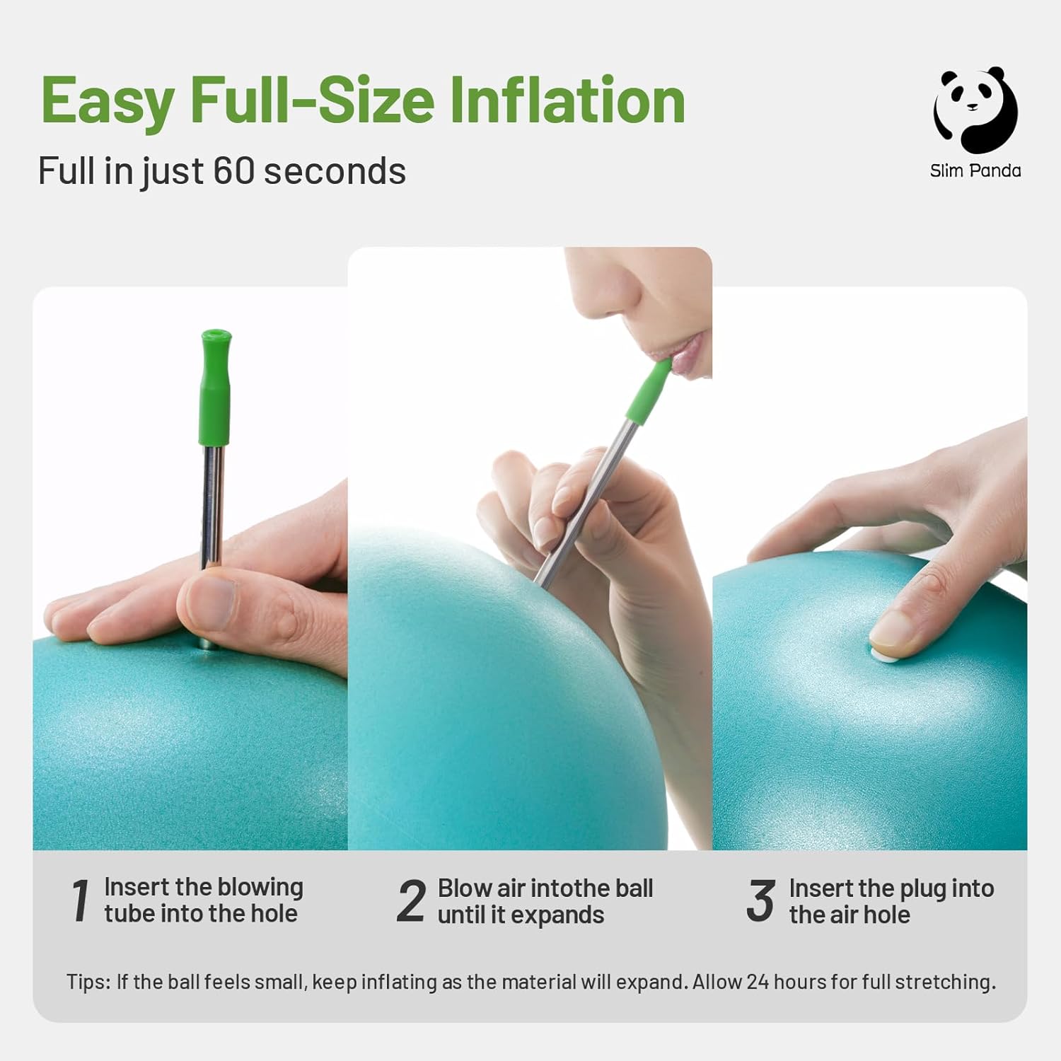 Slim Panda Pilates Ball - 9 Inch Anti-Burst Mini Yoga Ball for Stability and Core Strength