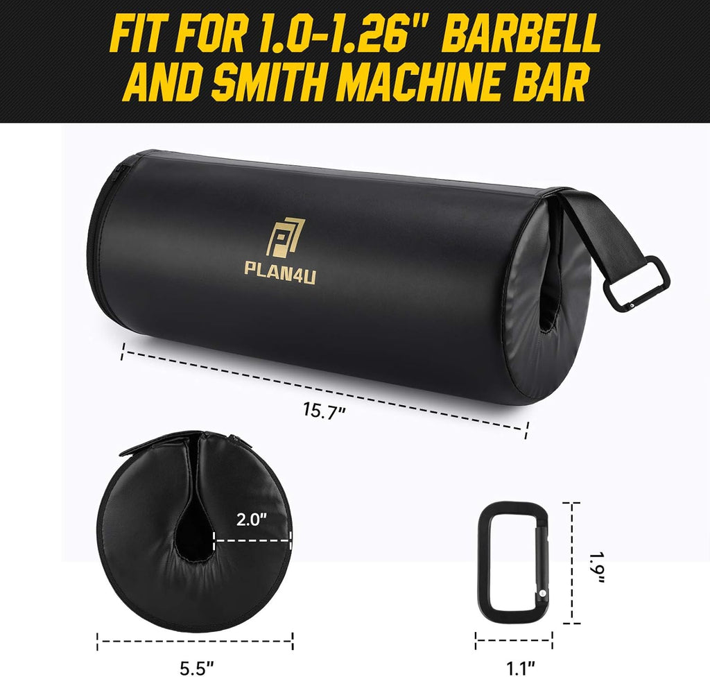Plan4U Barbell Pad - Upgraded Non-Slip Leather Foam for Bench Press & Hip Thrust | Fits Standard Olympic Bars