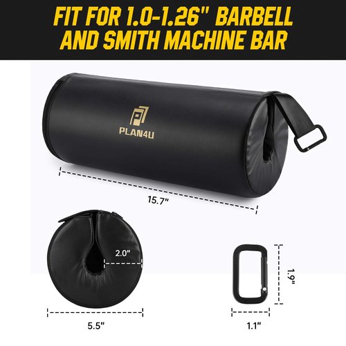 Plan4U Barbell Pad for Bench Press Hip Thrust Weightlifting, Upgraded Board Press with 2 inches Non-Slip Thickness Leather Foam Pad Fits Standard Olympic Bars for Powerlifting Bench Workout, Black