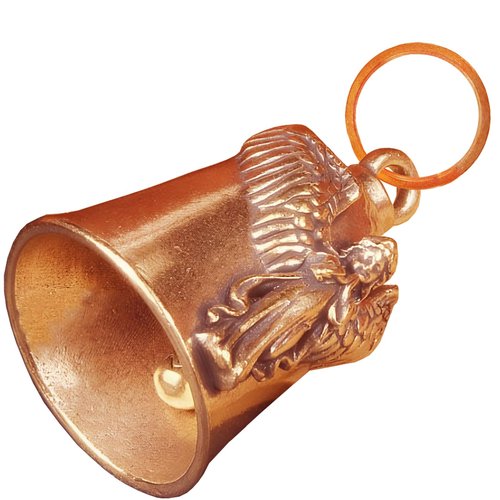 Solid Brass Guardian Angel Motorcycle Bell with Angel Praying Wings Design for Biker Ride Safe Good Luck & Protection – Gremlin Bell Keychain Gift for Riders Men Women