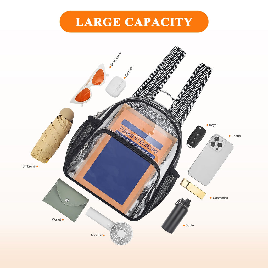 Lyingflat Clear Backpack for Stadium Events 12x12x6 Small Clear Backpack for Concert Sport Events Work Travel, Green Block