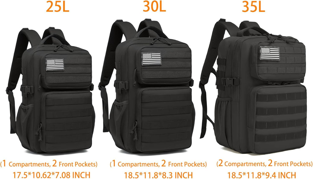 Wotony Military Tactical Backpack - Waterproof 3-Day Assault Pack with Molle System & Water Bottle Holder
