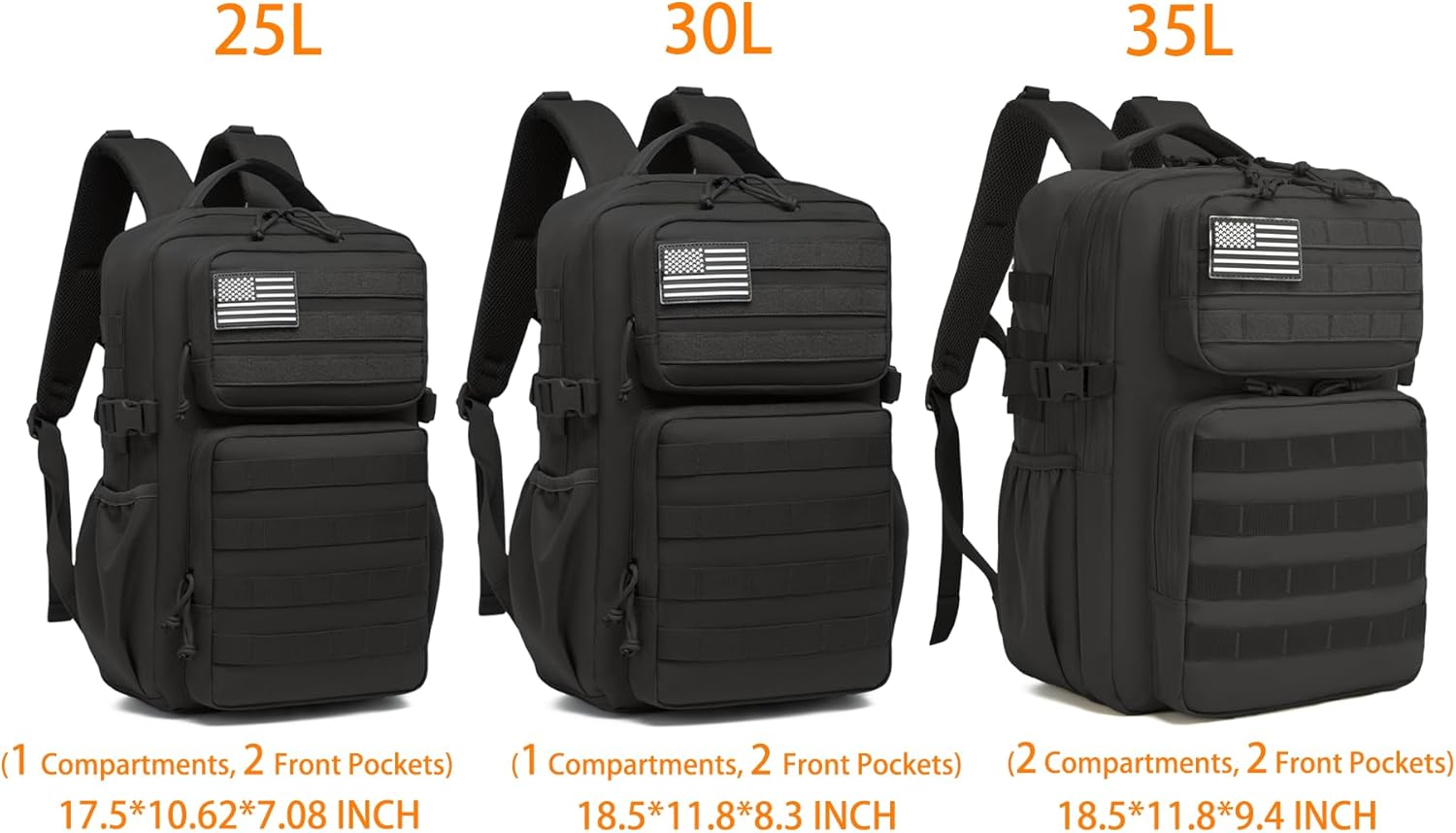 Wotony Military Tactical Backpack - Waterproof 3-Day Assault Pack with Molle System & Water Bottle Holder