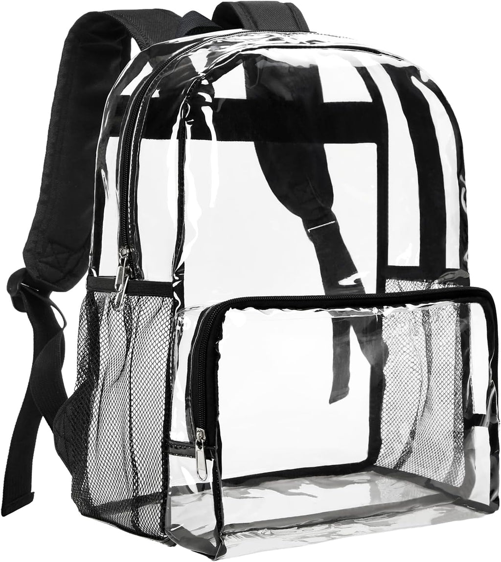 Vorspack Clear Backpack - Heavy Duty Large See-Through Bookbag for School & Work | Black