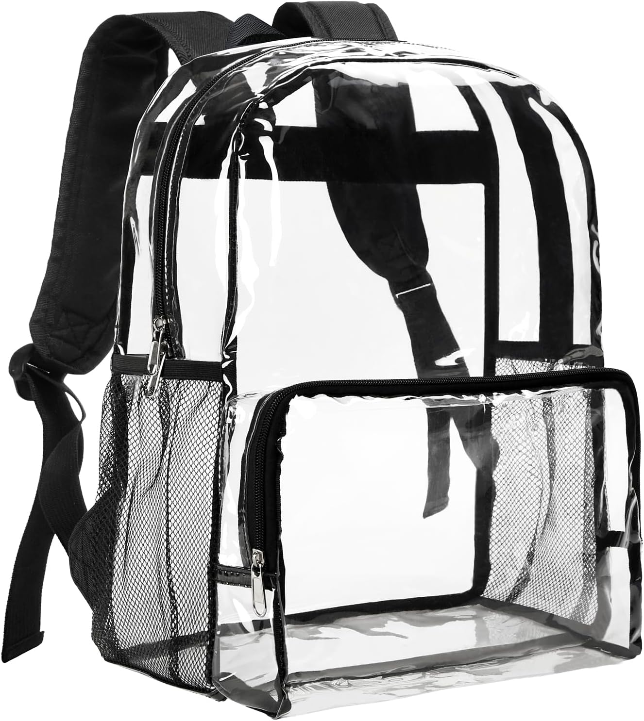 Vorspack Clear Backpack - Heavy Duty Large See-Through Bookbag for School & Work | Black