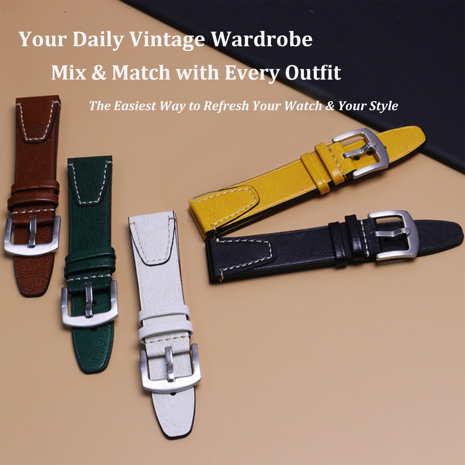 XIDESSEN Fashion Vintage Leather Bands Compatible with IDW13/IDW16/IDW19 Smartwatch for Fitpolo/Woneligo/ENOMIR/TOOBUR/MILOUZ/Gydom/Faweio/Veryfit IDW19 Watch Band Women Men