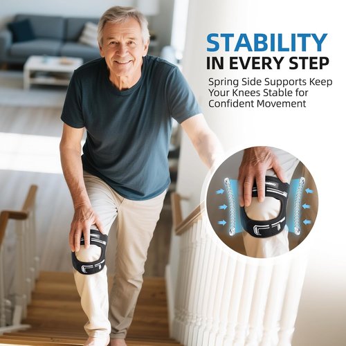 CAMBIVO Knee Brace - Adjustable Patella Tendon Support with Gel Pad & Stabilizers | Breathable Lightweight for Running & Training (Black, L/XL)