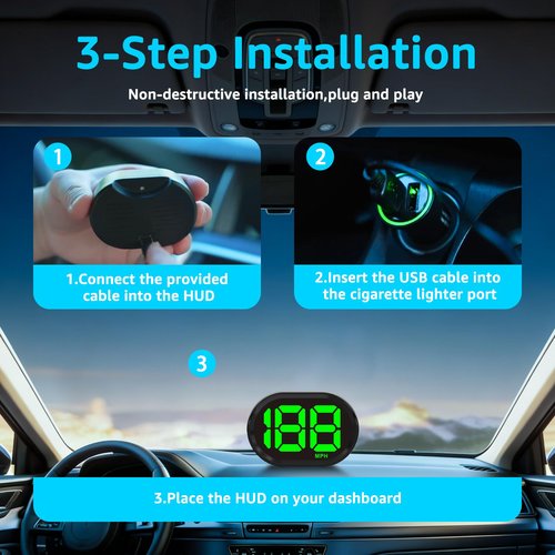 GPS Digital Speedometer for Car MPH, USB Connect Plug and Play for Car Truck Motor SUV All Vehicles, Automatic Brightness Adjustment,Large Font Display