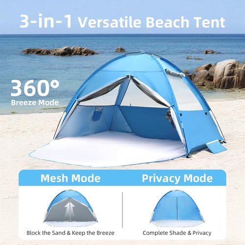 Beach Tent by [Brand Name] | Sun Shelter for 4-5 People - UPF 50+ UV Protection, Waterproof & Lightweight
