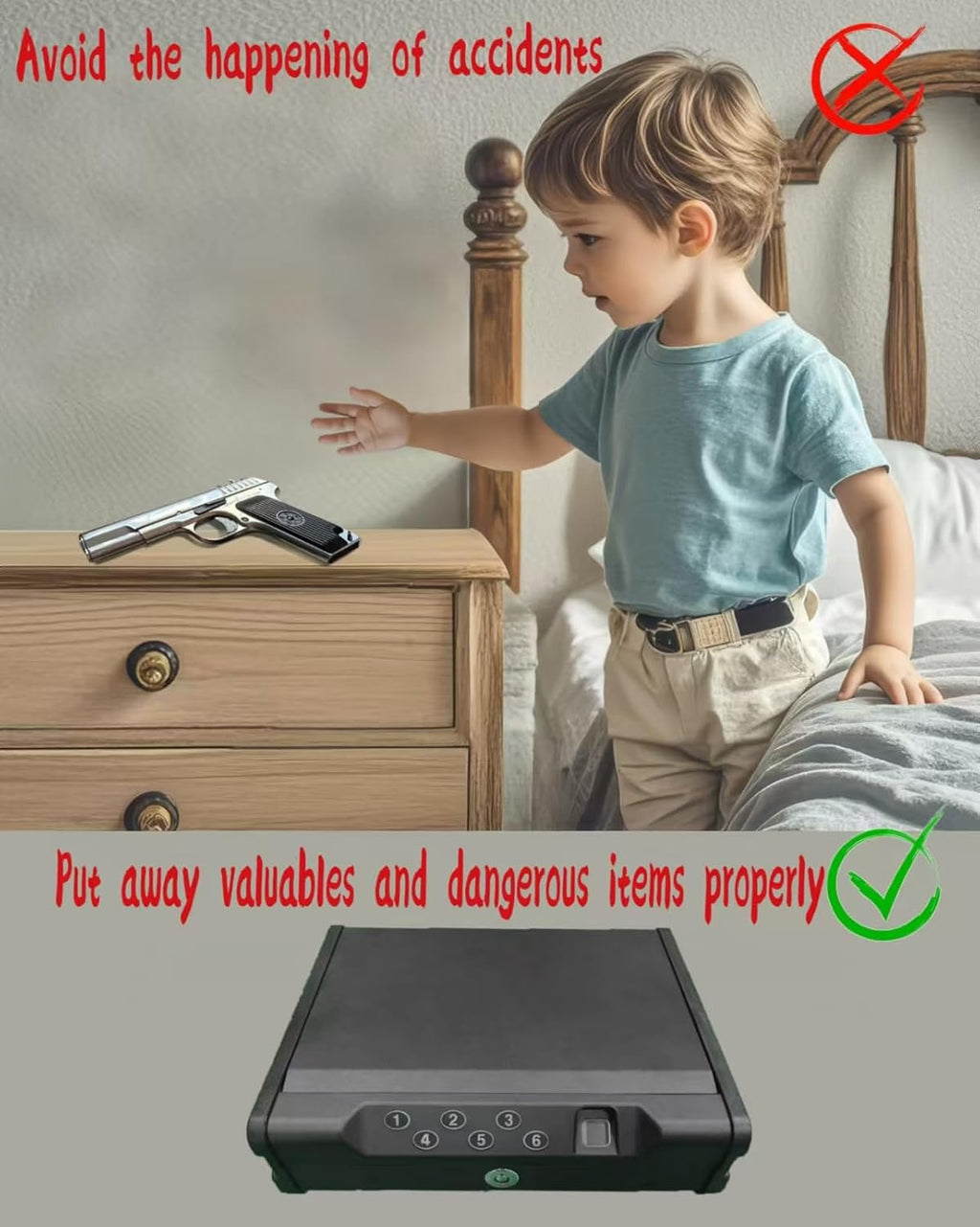 VORanex Gun Safe - Quick-Access Handgun Safe for 2 Pistols with Fingerprint & Passcode | Voice Prompt Feature